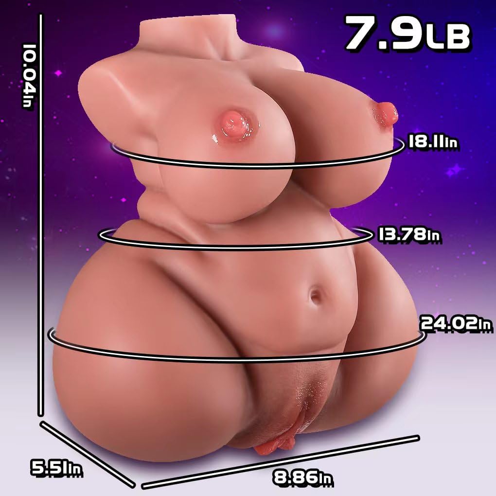 BBW Sex Doll with Big Fat Boobs and Ass, 7.9lB Brown Torso Love Doll Pocket Pussy with Built-in Spine, Male Masturbator with Realistic Vagina and Anus, Sex Toy for Men Orgasm Cobulipo