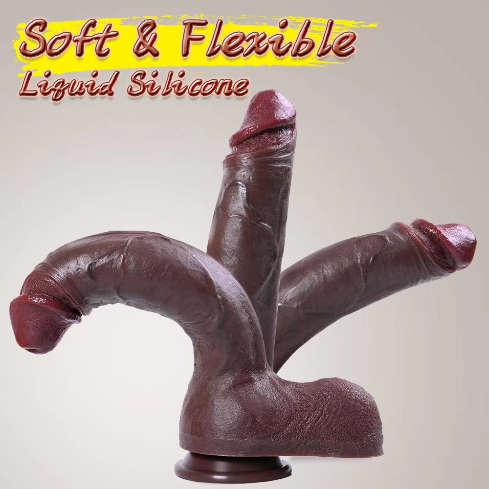 Huge Dildo,10.43 in Brown Dildos Lifelike Skin-Touching Feeling,Thick Dildo with Strong Suction Cup,Big Silicone Dildo, Sex Toys for Couples Male & Female & Gays Brown Cobulipo
