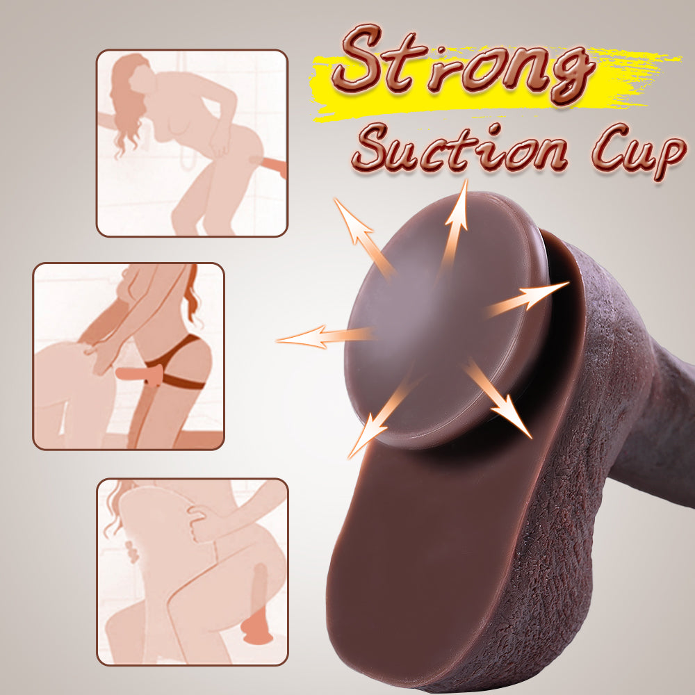 Huge Dildo,10.43 in Brown Dildos Lifelike Skin-Touching Feeling,Thick Dildo with Strong Suction Cup,Big Silicone Dildo, Sex Toys for Couples Male & Female & Gays Brown Cobulipo