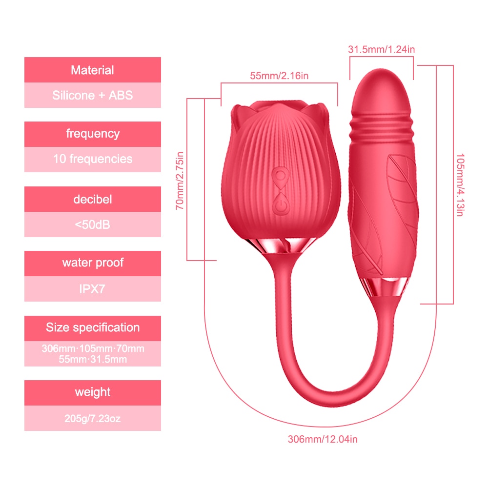 Rose Toy Vibrator for Woma10 Speed Clit Sucker Thrusting Nipple Blowjob Sex Toys for Women Cobulipo