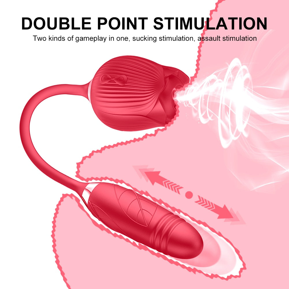 Rose Toy Vibrator for Woma10 Speed Clit Sucker Thrusting Nipple Blowjob Sex Toys for Women Cobulipo