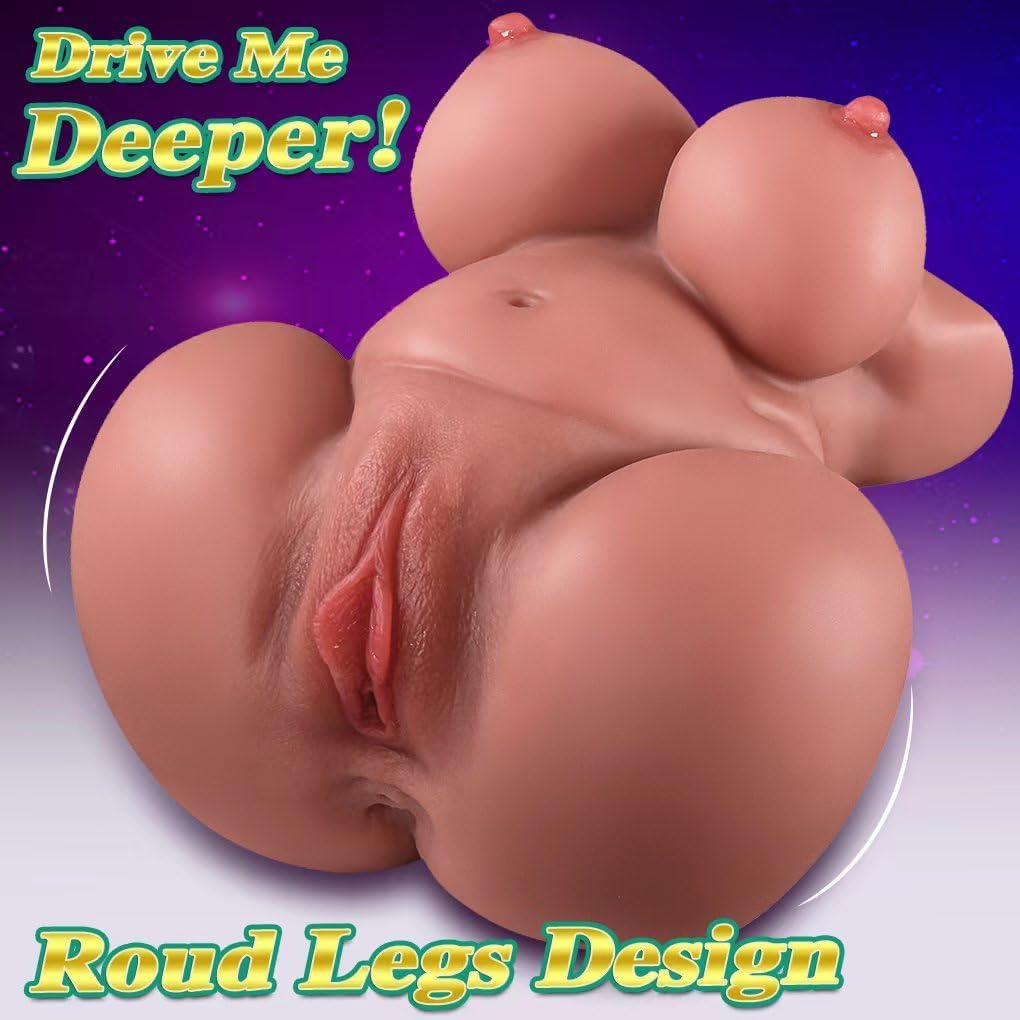 BBW Sex Doll with Big Fat Boobs and Ass, 7.9lB Brown Torso Love Doll Pocket Pussy with Built-in Spine, Male Masturbator with Realistic Vagina and Anus, Sex Toy for Men Orgasm Cobulipo